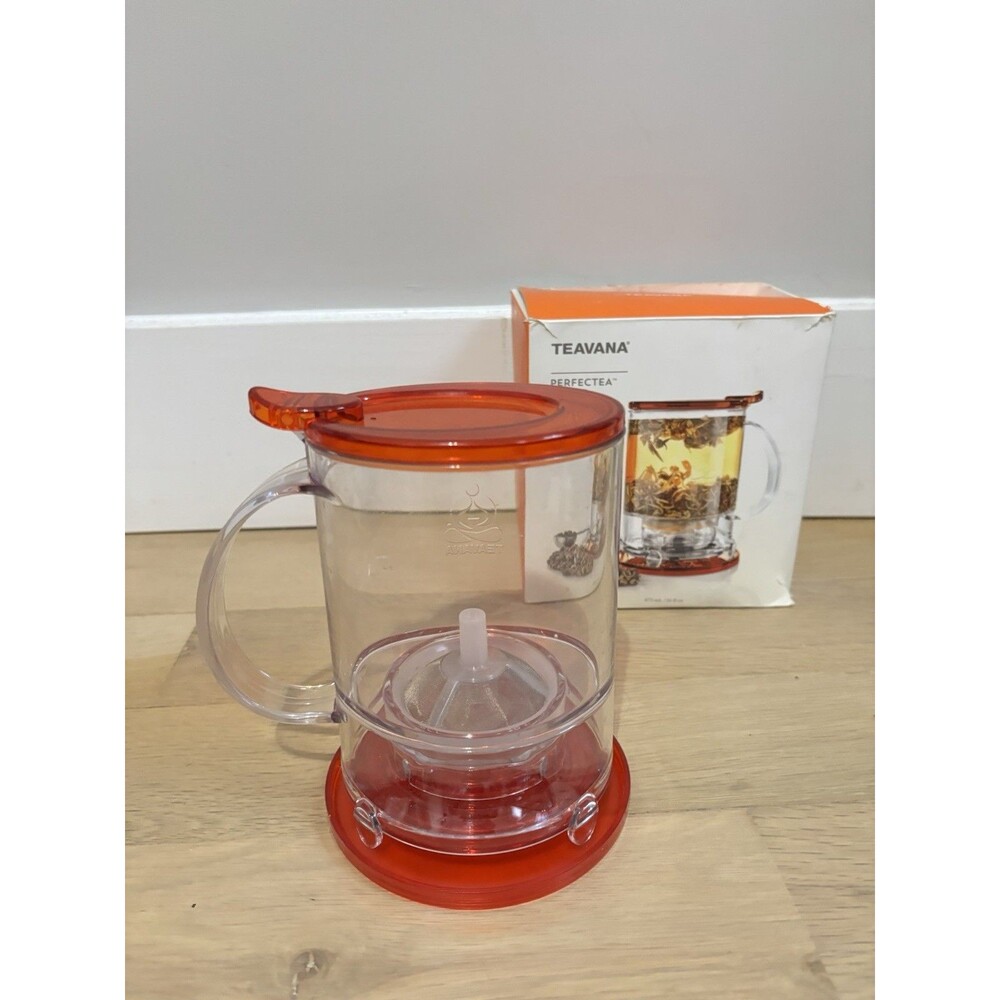 NEW TEAVANA PERFECTEA MAKER -Perfect Tea Cup Brewing Orange & Clear